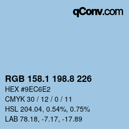 Color code: RGB 158.1 198.8 226 | qconv.com