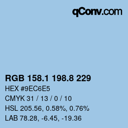 カラーコード: RGB 158.1 198.8 229 | qconv.com