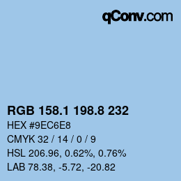 Código de color: RGB 158.1 198.8 232 | qconv.com