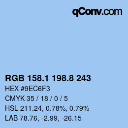 Código de color: RGB 158.1 198.8 243 | qconv.com