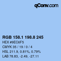 カラーコード: RGB 158.1 198.8 245 | qconv.com