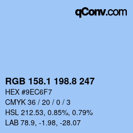 Color code: RGB 158.1 198.8 247 | qconv.com