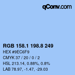Farbcode: RGB 158.1 198.8 249 | qconv.com
