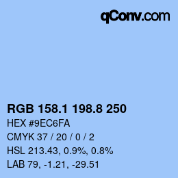 Color code: RGB 158.1 198.8 250 | qconv.com