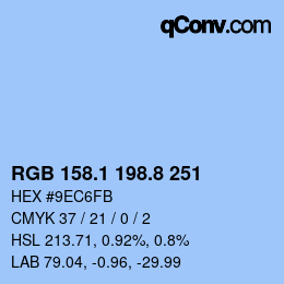Color code: RGB 158.1 198.8 251 | qconv.com