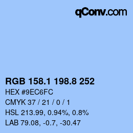 カラーコード: RGB 158.1 198.8 252 | qconv.com