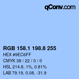 Color code: RGB 158.1 198.8 255 | qconv.com