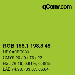カラーコード: RGB 158.1 198.8 48 | qconv.com