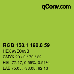カラーコード: RGB 158.1 198.8 59 | qconv.com