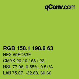 カラーコード: RGB 158.1 198.8 63 | qconv.com
