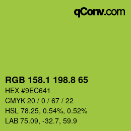 カラーコード: RGB 158.1 198.8 65 | qconv.com