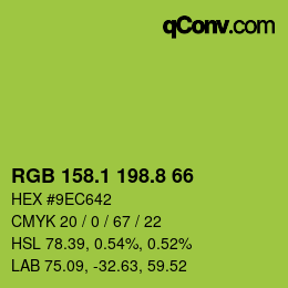 カラーコード: RGB 158.1 198.8 66 | qconv.com