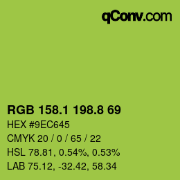 カラーコード: RGB 158.1 198.8 69 | qconv.com