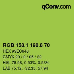 カラーコード: RGB 158.1 198.8 70 | qconv.com