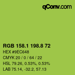 カラーコード: RGB 158.1 198.8 72 | qconv.com