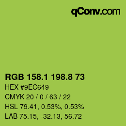 カラーコード: RGB 158.1 198.8 73 | qconv.com