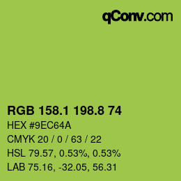 カラーコード: RGB 158.1 198.8 74 | qconv.com