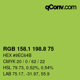 カラーコード: RGB 158.1 198.8 75 | qconv.com