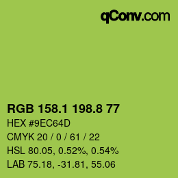 カラーコード: RGB 158.1 198.8 77 | qconv.com