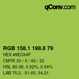 カラーコード: RGB 158.1 198.8 79 | qconv.com