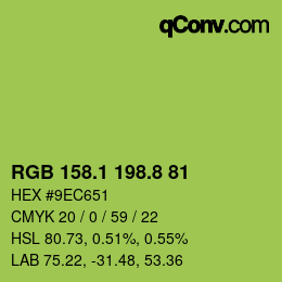カラーコード: RGB 158.1 198.8 81 | qconv.com