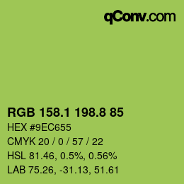 カラーコード: RGB 158.1 198.8 85 | qconv.com