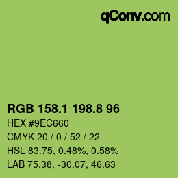 カラーコード: RGB 158.1 198.8 96 | qconv.com