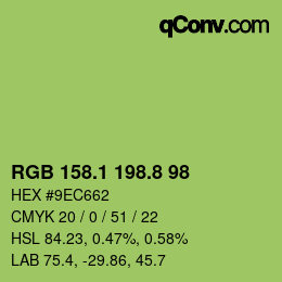 カラーコード: RGB 158.1 198.8 98 | qconv.com