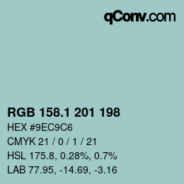 Color code: RGB 158.1 201 198 | qconv.com