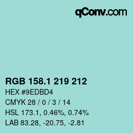 Color code: RGB 158.1 219 212 | qconv.com