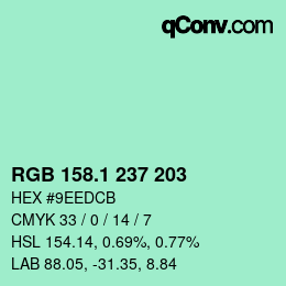 カラーコード: RGB 158.1 237 203 | qconv.com