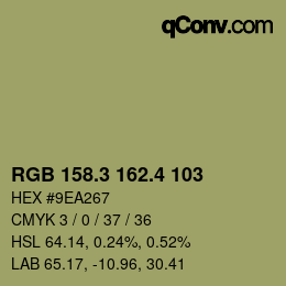 カラーコード: RGB 158.3 162.4 103 | qconv.com