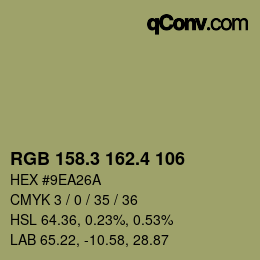 カラーコード: RGB 158.3 162.4 106 | qconv.com