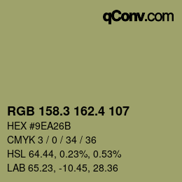 カラーコード: RGB 158.3 162.4 107 | qconv.com