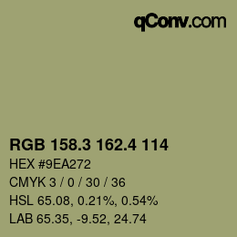 カラーコード: RGB 158.3 162.4 114 | qconv.com
