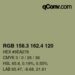 カラーコード: RGB 158.3 162.4 120 | qconv.com