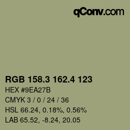 カラーコード: RGB 158.3 162.4 123 | qconv.com