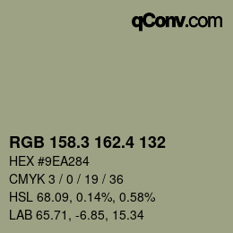 カラーコード: RGB 158.3 162.4 132 | qconv.com