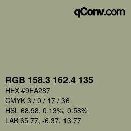 カラーコード: RGB 158.3 162.4 135 | qconv.com