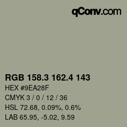 カラーコード: RGB 158.3 162.4 143 | qconv.com