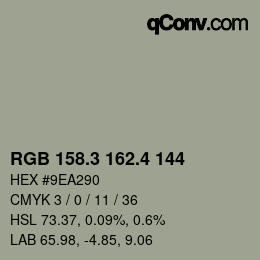 カラーコード: RGB 158.3 162.4 144 | qconv.com