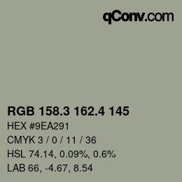カラーコード: RGB 158.3 162.4 145 | qconv.com
