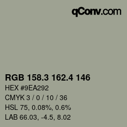 カラーコード: RGB 158.3 162.4 146 | qconv.com