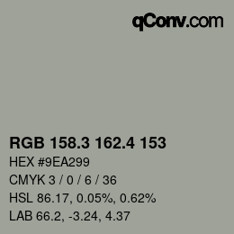 カラーコード: RGB 158.3 162.4 153 | qconv.com