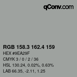 カラーコード: RGB 158.3 162.4 159 | qconv.com