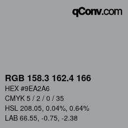 カラーコード: RGB 158.3 162.4 166 | qconv.com