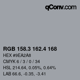カラーコード: RGB 158.3 162.4 168 | qconv.com