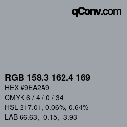 カラーコード: RGB 158.3 162.4 169 | qconv.com