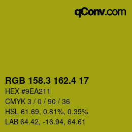 カラーコード: RGB 158.3 162.4 17 | qconv.com