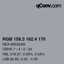 カラーコード: RGB 158.3 162.4 170 | qconv.com